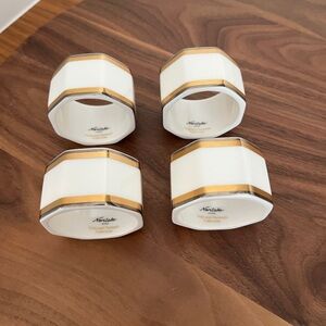 VINTAGE NORITAKE Japan Gold & Platinum Collection Set of 4 Napkin Rings Elegant